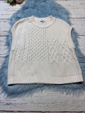 Madewell Patchwork Sweater Vest Ivory sz L